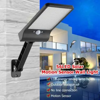 56LED Sol Motion Sensor Justerbar Lysstyrke væglampe Udendørs Gade Lampe med Fjernbetjening Vandtæt Have gadelygte