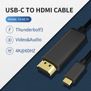 Usb type c til-hdmi-kabel adapter 4k-60Hz Thunderbolt3 Konverter usb-c til hdmi til MacBook Huawei Mate 30 type usb-c hdmi-kabel