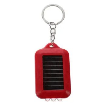 10X Mini Solenergi Genopladelige 3LED Lommelygte Nøglering Lys Brænder Nye Ring - rød