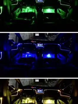 10 stk Bilen Omgivende Lys + 4 stk Fods Lamper 9M Optiske Fibre 64colors Led Trådløse Ingen Threading App Control