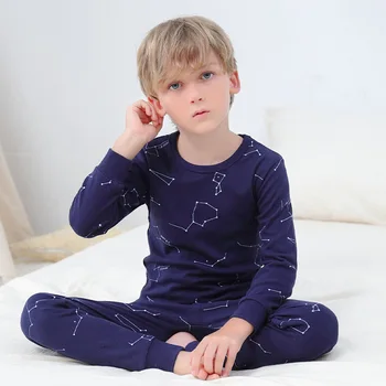 Teens Pyjamas med Lange Ærmer i Bomuld Pyjamas Store Børn Tøj Sæt Tegnefilm Drenge Nattøj, Pyjamas til Dreng 6 8 10 12 14 16 År