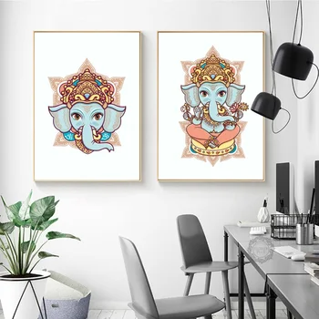 Hindu elefant hoved er Gud Lord Ganesh Kunst Lærred Kunst Udskriver Maleri Plakat Væggen Til stuen Hjem Dekorative quadro cuadros