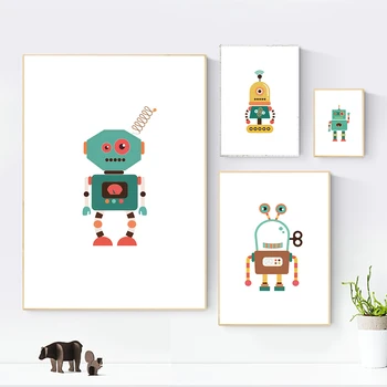 Tegnefilm Robot Print På Lærred Malerier Børnehave Væg Kunst, Billeder, Plakat Væg Billeder Til Børneværelset Fødselsdagsgave Hjem Dekoration