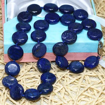 Trendy naturlige api ' er lazuli natursten 12mm mode smuk rund kage mønt perler halskæde gøre 18inch MY5273