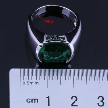 Romantisk Grønne Cubic Zirconia Sølv Forgyldt Ring V0617