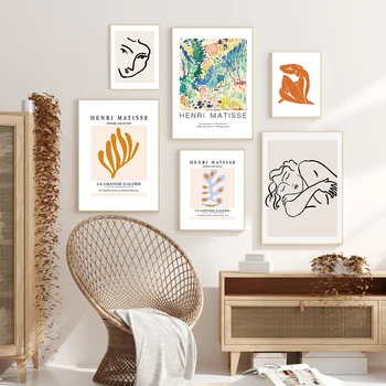 Retro Abstrakt Krop Væg Kunst, Lærred Maleri Matisse Farverige Plante Plakat Og Print Af Billeder Til Stuen Nordic Home Decor
