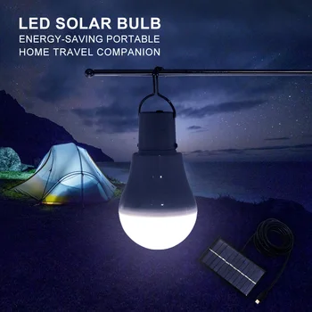 Bærbare LED Solar Lampe Energibesparelser Hvidt Lys 5V Solar Panel Drevet Hængende Pære Til Udendørs Have, Camping Telt Fiskeri