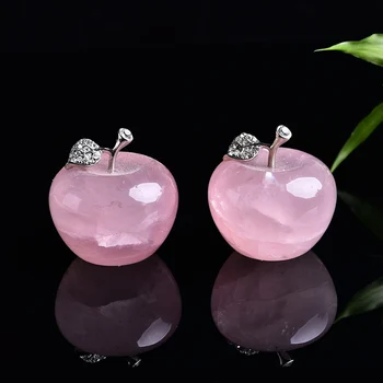 1PC naturlige rosa kvarts krystal rock apple hånd-udskåret reparation healing krystal bruges til hjemmet udsmykning DIY Julegave