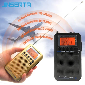 JINSERTA Fuld Band Radio Digital Demodulator FM/AM/SW/ CB/Luft/VHF Verden Band Stereo Bærbar Radio med LCD Display Vækkeur