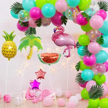 91pcs Tropiske DIY Luau Ballon Arch Garland palmeblade og Folie Ballon til en Tropisk Tema Fødselsdag Hawaii Flamingo Aloha Swimmingpool