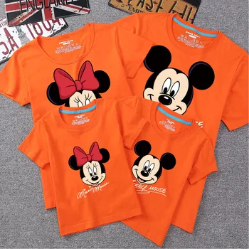 Disney 1STK Tegnefilm Mickey, Minnie Far Mor Baby T-Shirt ClothingFor Familie Matchende Outfits Tøj Sommer Bomuld Farverige Skjorte