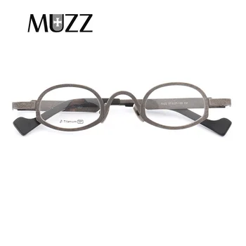 MUZZ Super lys, Ren titanium stel briller mænd Optisk Uregelmæssige små runde fuld rim Ramme nærsynethed Recept Klart Len