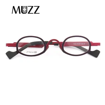 MUZZ Super lys, Ren titanium stel briller mænd Optisk Uregelmæssige små runde fuld rim Ramme nærsynethed Recept Klart Len