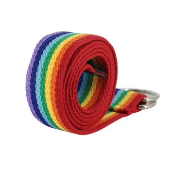 Dual Mode Ring Kanvas Bælte i Taljen Regnbue Farve Stribet Rem Linning plus size kæde bælter til kvinder fra hvidt bælte herre
