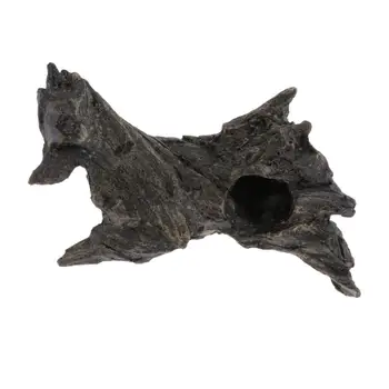 Træstamme Form Harpiks Krybdyr Cave Habitat Indretning Skildpadde Gemmesteder for akvariefisk Tank Ornament Akvarium Dekoration