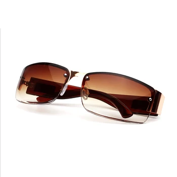 Mænd Kvinder Briller Brand Designer Retro Ramme Vintage Solbriller UV400 Halv frame-Pladsen Metal Ramme Mandlige sol briller Nuancer