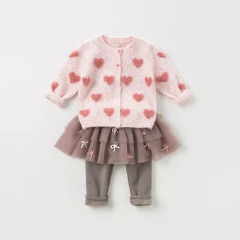 DBZ11886 dave bella efteråret spædbarn baby girls fashion elsker cardigan børn toddler pels børn sød strikket sweater