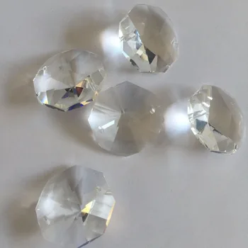Glas Indretning Perler 50stk/Masse Gennemsigtig Farve Glas Ottekant Perler I To Huller Til Lysekroner