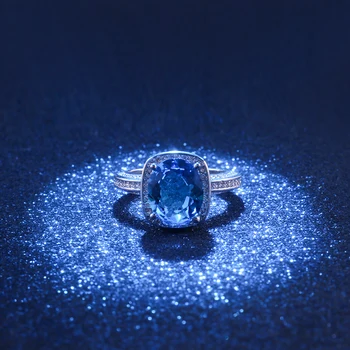 Huitan Luksus Sky Blue Zircon Sten Og Vielsesringe For Kvinder Vintage-Års Jubilæum Gave Til Hustru Elegante Engagement Ring Smykker
