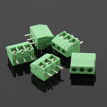 50STK 3 stænger/3-polede 3,5 mm 3-vejs lige pin PCB Universal Skrue Terminal Blok-Stik