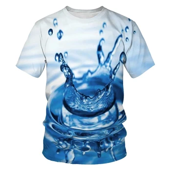 Fashion Sommer Ocean Water Drop 3D-Print Casual Mænds T-shirt Udendørs Sports T-shirt til Mænd Løs, kortærmet Skjorte