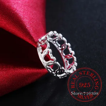 Ægte 925 Sterling Sølv Smykker Zodiac Romantisk Dating Parrets Bryllup Part Ringe til Kvinder, Mænd Mode Anel De Prata Bijoux