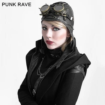 Punk Rave Fashion Læder Black Cosplay Caps Hatte Steampunk Militære Cool S163