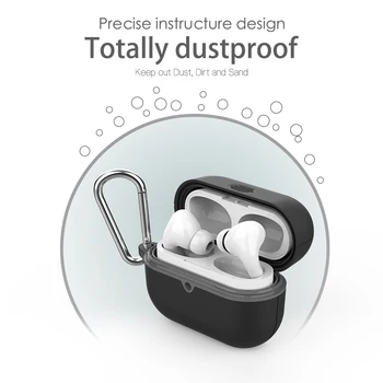 For Apple Airpods Pro Tilfælde IP68 Vandtæt, Stødsikkert Øretelefon Beskyttende Dække Drop-bevis Sort Shell w/ Hængende Krog