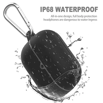 For Apple Airpods Pro Tilfælde IP68 Vandtæt, Stødsikkert Øretelefon Beskyttende Dække Drop-bevis Sort Shell w/ Hængende Krog