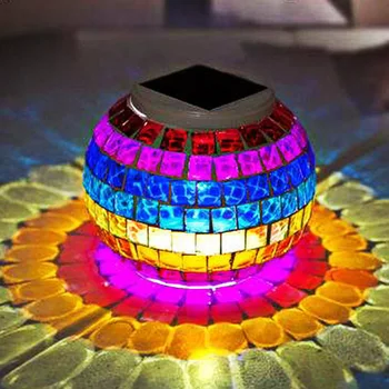 Vandtæt solcelledrevet LED-Lys Mosaik Glas Udendørs Farve Skiftende Græsplæne Landskab Lampe