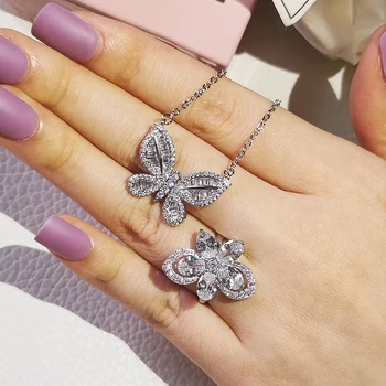 2021 Nye Luksus Butterfly 925 Sterling Sølv Dubai Bryllup til Kvinder, Dame Jubilæum Gave Smykker Bulk Sælge J6022