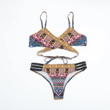 Trykt Bikini 2020 Nye Sexet Korset, Bikini Sæt, Push Up Badetøj Kvinder Hule Ud Badedragt Kvindelige Badetøj Sommer, Strand Slid