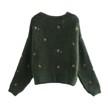 2020 Gratis Inspirit Nye Ankomst Vinter Kvindelige Sweater Strikket Kort V-hals Kvinders Broderi Vintage Cardigans