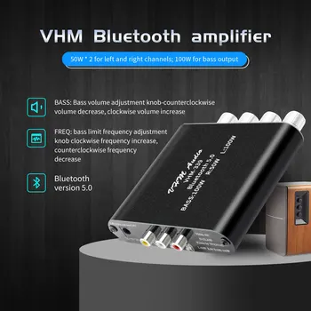 Bluetooth-5.0 TPA3116D2 HIFI Digital Forstærker 2.1-Kanal 2*50 W+100 W Stereo Power Audio Klasse D-Bass-Subwoofer-Forstærker