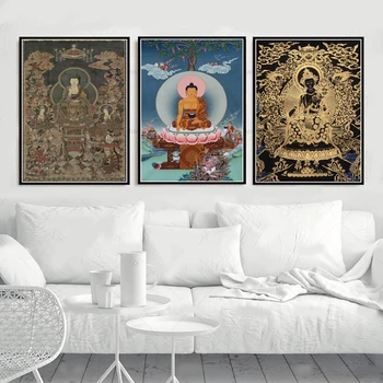 Sakyamuni og Arhat Thangka Tibets Buddhisme Buddha Plakat Væg Kunst Billedet Plakater og Print på Lærred Maleri, Udsmykning obrazy plakat