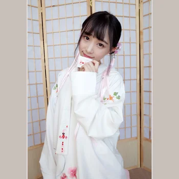 Kinesisk Stil Kvinder er Cool Løs Hætte Sweatshirt Foråret Lange Ærmer blomsterbroderier Shirt, Toppe, t-stykkerne, Sort & Hvid