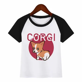 Kids Funny Corgi Tegnefilm O-Neck T-Shirt T-Shirts Sommer Toppe Børn Pige T-Shirt For Dreng/Piger Tøj