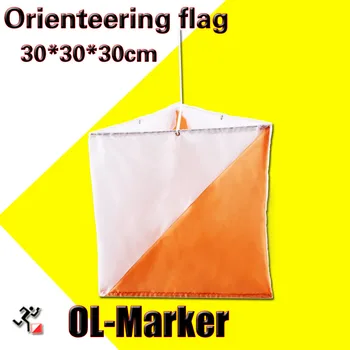 Offentlig orienteringsløb ol-markør flag/kontrol flag Retningsemt cross-country race banner 30X30cm til orienteringsløb