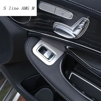 Car-styling dække trim vinduet lift-knappen for at skifte paillet rustfrit stål interiør Lyst Til Mercedes Benz Nye C-Klasse W205 GLC