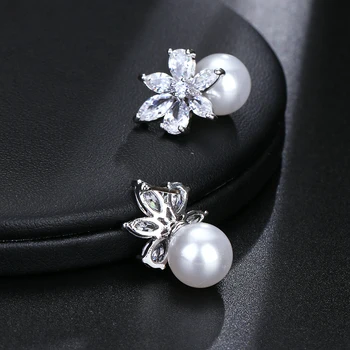 EMMAYA Mode Sød Udsøgte Blomst Stud Pearl Krystal Earings AAA Zircon For Kvinder Smykker bryllupsfest Gaver
