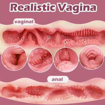 Realistisk Røv 3D Silikone Skeden Anal Kunstig Kusse Dobbelt-Kanaler Stramme Vagina Anus Mandlige Voksen Sex Legetøj Masturbator for manden
