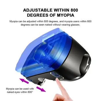 3D VR Headset Smart Virtual Reality Briller, 7 Inches Hjelm til Smartphones Phone Android iPhone Linse Kikkert med Controller