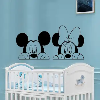 Mickey, Minnie Lil Peep Wall Stickers til Baby, Kids Room Dekoration Tegnefilm Se Vægmaleri Baggrunde Decals Pegatinas de Forhold Søde piger