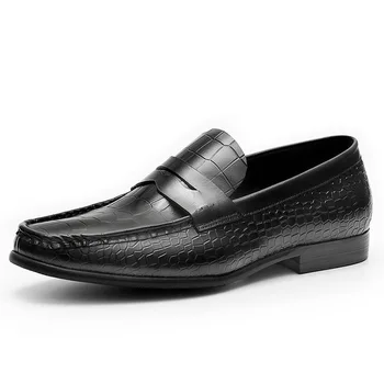 Åndbar Business Herre Sko Luksus ægte læder oxford sko til mænd komfortable sorte sko slip på læder brogues sko