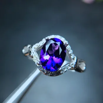 MeiBaPJ Naturlige Ametyst Ædelsten Fashion Simpel Ring til Kvinder i Ægte 925 Sterling Sølv Fine Smykker CharmParty
