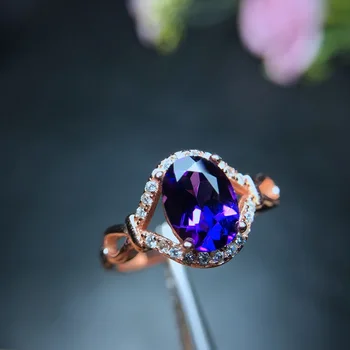 MeiBaPJ Naturlige Ametyst Ædelsten Fashion Simpel Ring til Kvinder i Ægte 925 Sterling Sølv Fine Smykker CharmParty