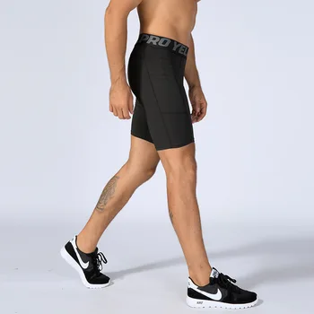 Brand Fitnesscentre Tøj Mænds Trænings-og Motionsløbere Shorts Sikkerhed Lommer Fritid Sportslige Korte Bukser Hurtig Tørring Kompression Shorts