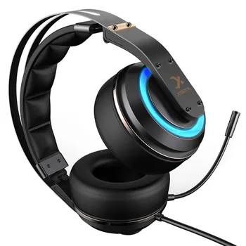 XIBERIA T19 PC Gamer Headset USB-3D Surround Sound Gaming Hovedtelefoner med Aktiv noise-Cancelling Mikrofon LED til Computer