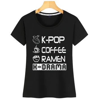 Toppe, T-Shirt Kvinder K Pop Og Ramen K Drama, Sjove Koreanske O-Hals Vintage Print Tshirt