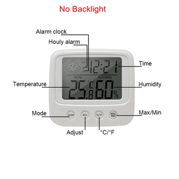 Indendørs Digital Termometer Hygrometer Temperatur Måleren Måler Vækkeur, Kalender, LCD-Multi-function-Skærme